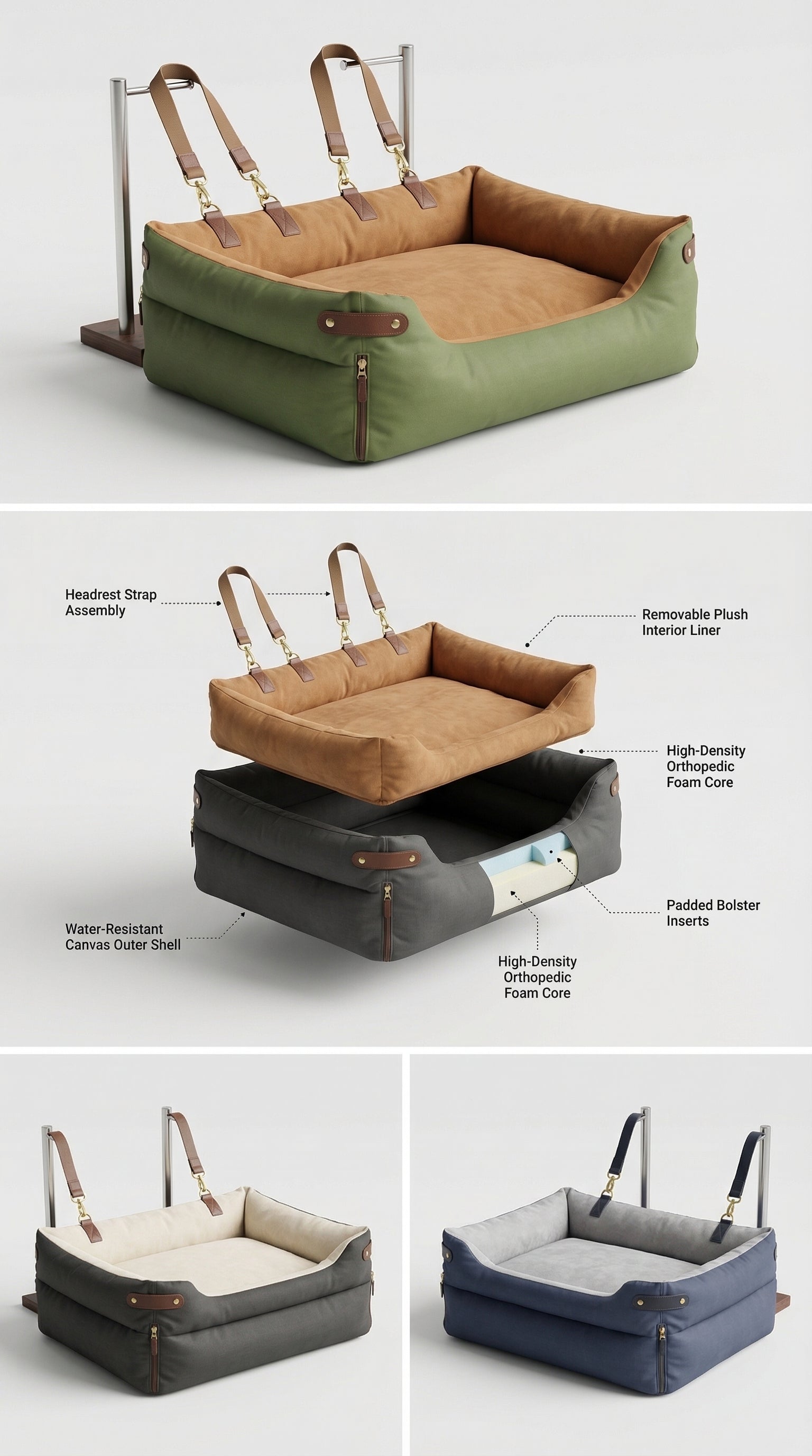 Cargo Bed — headrest assembly and colorways