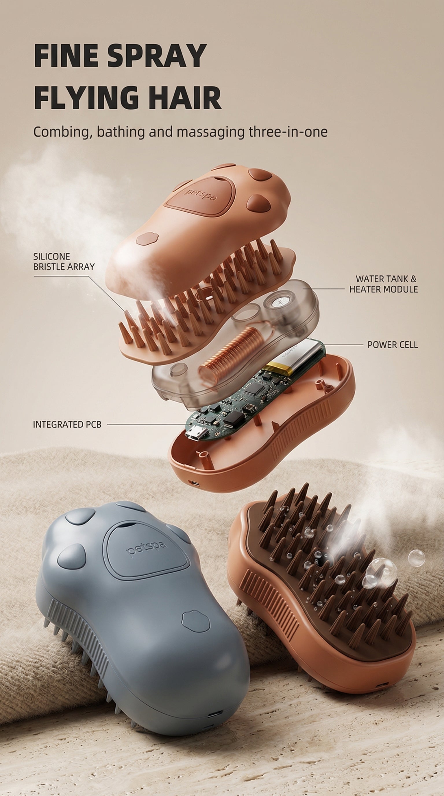 Smart Brush — Fine Spray, exploded components, two colorways